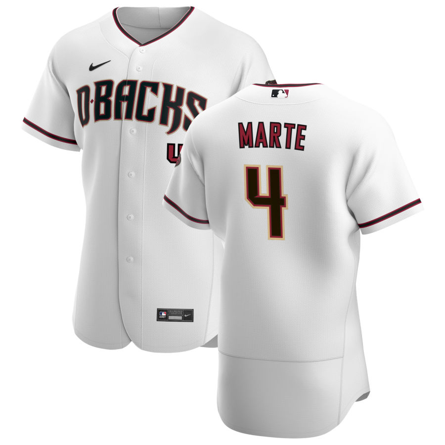 Arizona Diamondbacks #4 Ketel Marte Men Nike White Crimson Authentic Home Team MLB Jersey
